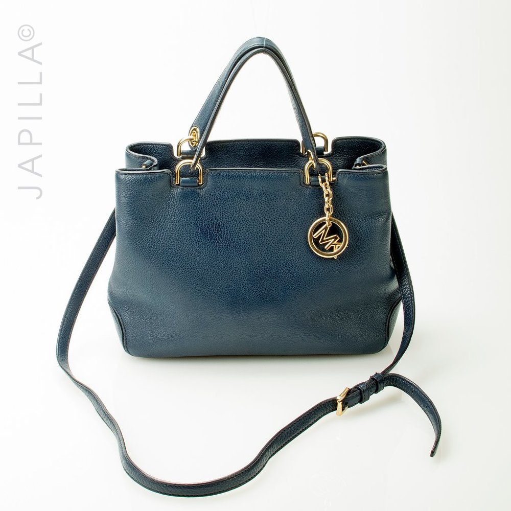 Michael Kors Pebbled Hand Blue Leather Satchel